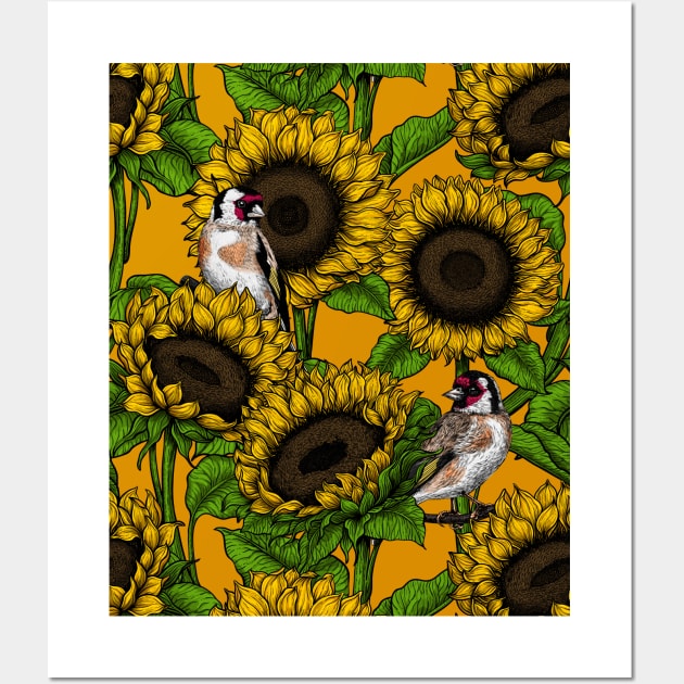 Sunflowers and goldfinches 3 Wall Art by katerinamk